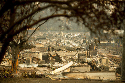 Пожары в Калифорнии унесли более 40 жизней. На фото руины домов