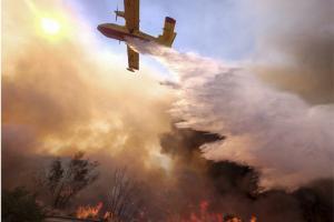 Дым от пожаров Калифорнии достиг внутренней части штата. На фото тушение пожара
